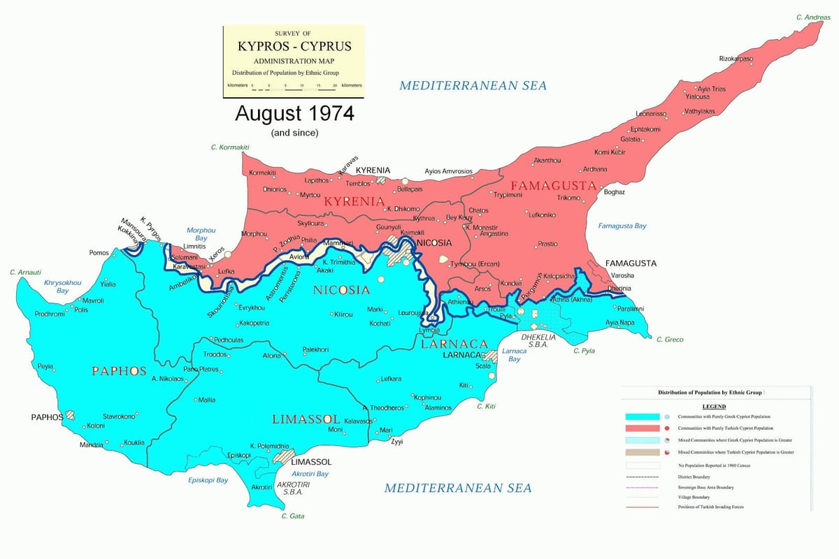 Peta dari Cyprus divisi