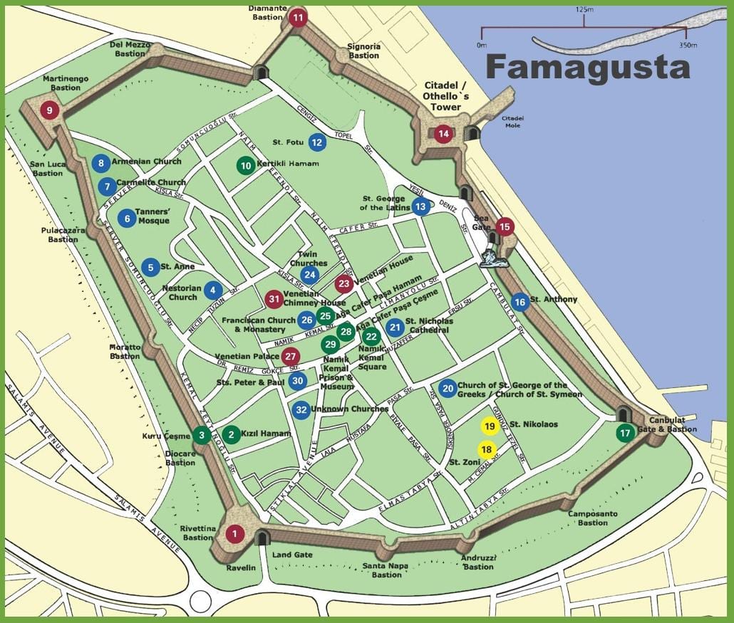 peta dari utara Siprus famagusta