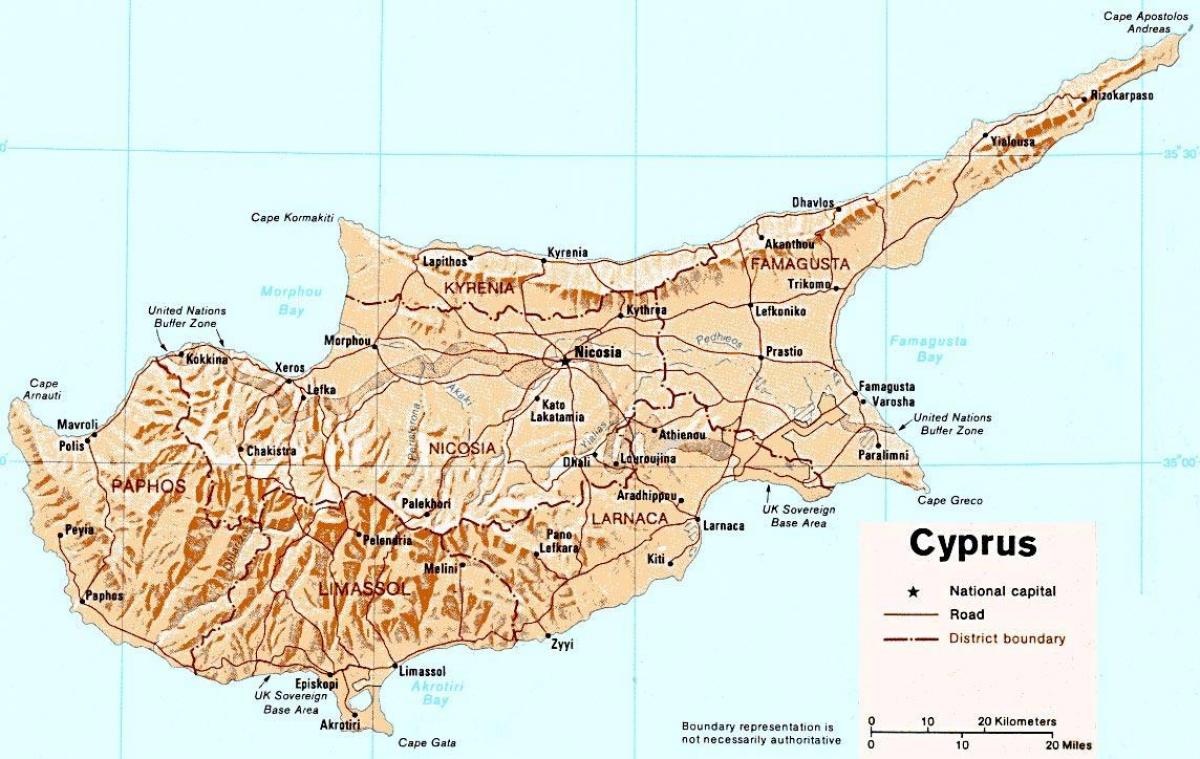 peta rinci dari pulau Siprus
