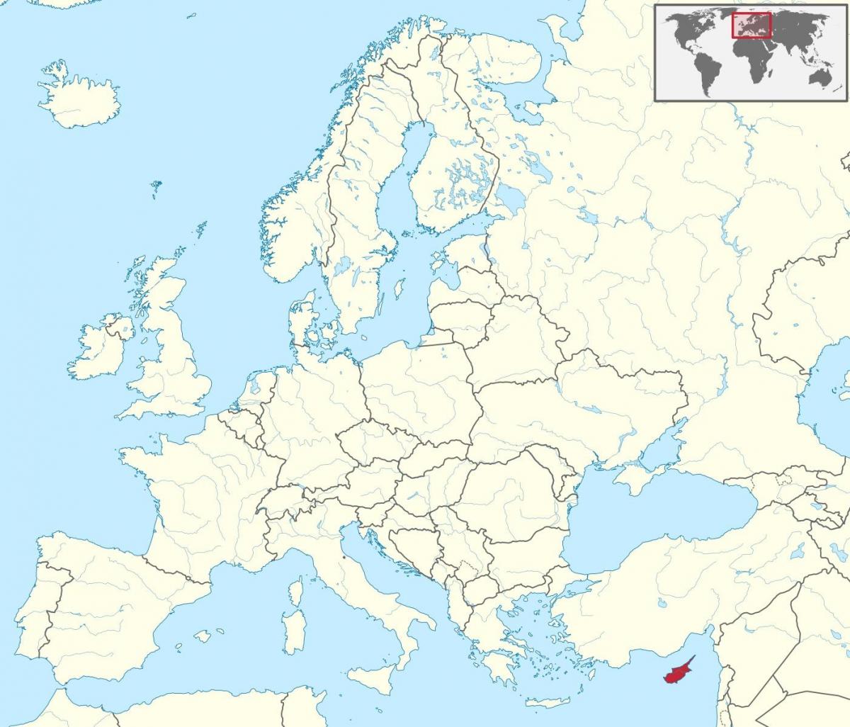 peta dunia yang menunjukkan Siprus