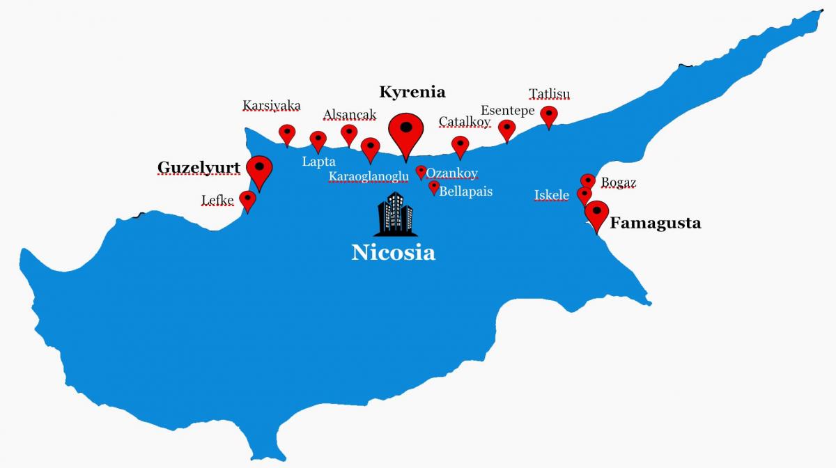 Siprus utara peta jalan