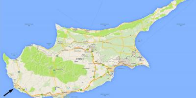 Peta dari Siprus menunjukkan bandara